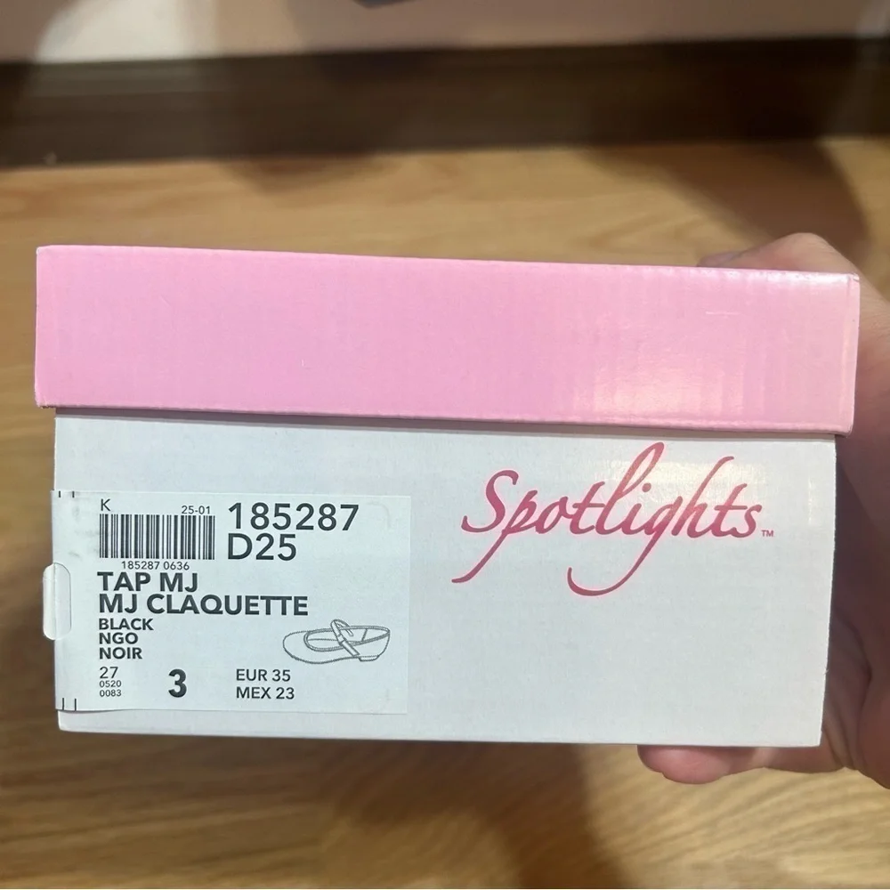 Spotlights Black Tap Shoes NEW Sz 3 Patent Leather Kids Youth